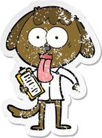 adesivo angosciato di un simpatico cane cartone animato che indossa una camicia da ufficio vettore