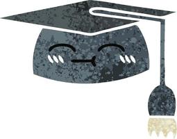 cappello di graduazione del fumetto di stile dell'illustrazione retrò vettore