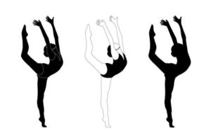 piatto design ginnasta, Palestra ragazza silhouette illustrazione. ginnastica. isolato vettore