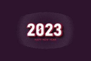 contento nuovo anno 2023, rosso bianca colore 2023 3d logo design vettore