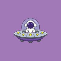 astronauta personaggio con alieno aereo logo vettore icona