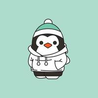polare pinguino personaggio con carino piatto cappotto vettore logo