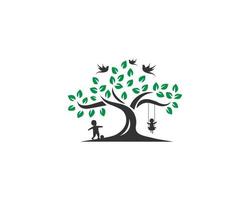 bambini albero formazione scolastica logo vettore icona design concetto illustrazione.