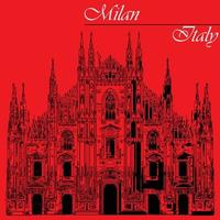 Milano Cattedrale nel Italia su rosso sfondo vettore