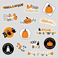 impostato di cartone animato Halloween adesivi. vettore e illustrazione mano disegnato collezione di Halloween tema elementi.