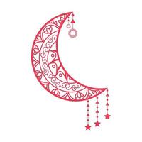 Ramadan kareem metà Luna. saluto design colorazione pagina. inciso vettore illustrazione. schizzo per decorazione, manifesto, Stampa, maglietta.