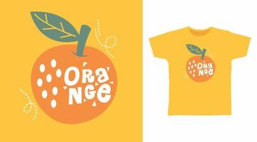 arancia tipografia design vettore con frutta illustrazione pronto per Stampa su tee