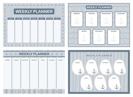 settimanalmente pianificatore, bambini programma design modello vettore