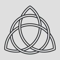 triquetra linea icona. il triplicare Luna pagano cartello. wiccan insegnamento emblema mente, corpo e spirito. triplice natura di dea. ciclo vita, Morte e rinascita. divine femminile simbolo. vettore illustrazione