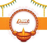contento Diwali saluto carta con ardente olio lampada Festival sfondo vettore