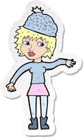 adesivo di una donna cartone animato che indossa un cappello vettore