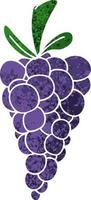grappolo d'uva stravagante illustrazione retrò stile cartone animato vettore