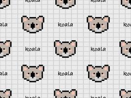 koala cartone animato personaggio senza soluzione di continuità modello su grigio sfondo. pixel stile vettore
