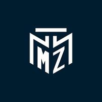 mz monogramma iniziale logo con astratto geometrico stile design vettore