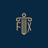 fx iniziale per legge azienda logo, avvocato logo con pilastro vettore