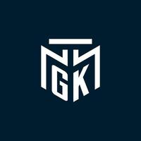 gk monogramma iniziale logo con astratto geometrico stile design vettore