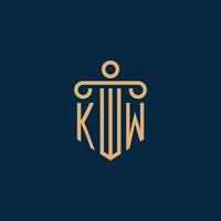 kw iniziale per legge azienda logo, avvocato logo con pilastro vettore