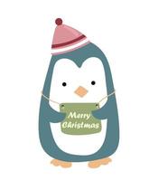 illustrazione per un' Natale carta. carino cartone animato pinguino. allegro Natale. vettore