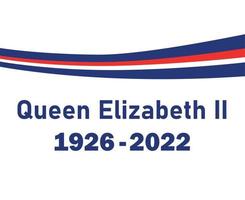 Regina Elisabetta 1926 2022 blu e Britannico il unito regno nastro bandiera nazionale Europa emblema icona vettore illustrazione astratto design elemento