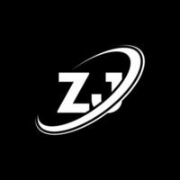 zj z j lettera logo design. iniziale lettera zj connesso cerchio maiuscolo monogramma logo rosso e blu. zj logo, z j design. zj, z j vettore