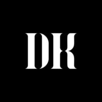 dk d K lettera logo design. iniziale lettera dk maiuscolo monogramma logo bianca colore. dk logo, d K design. dk, d K vettore