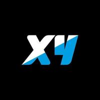 xy lettera logo design su nero sfondo. xy creativo iniziali lettera logo concetto. xy icona design. xy bianca e blu lettera icona design su nero sfondo. X y vettore