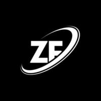 zf z f lettera logo design. iniziale lettera zf connesso cerchio maiuscolo monogramma logo rosso e blu. zf logo, z f design. zf, z f vettore