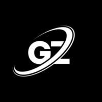 gz g z lettera logo design. iniziale lettera gz connesso cerchio maiuscolo monogramma logo rosso e blu. gz logo, g z design. gz, g z vettore