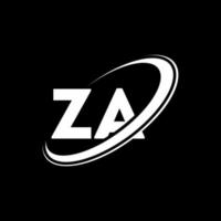 za z un' lettera logo design. iniziale lettera za connesso cerchio maiuscolo monogramma logo rosso e blu. za logo, z un' design vettore