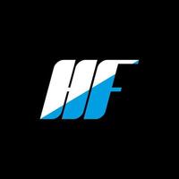 HF lettera logo design su nero sfondo. HF creativo iniziali lettera logo concetto. HF icona design. HF bianca e blu lettera icona design su nero sfondo. h f vettore