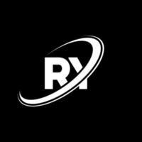 ry r y lettera logo design. iniziale lettera ry connesso cerchio maiuscolo monogramma logo rosso e blu. ry logo, r y design. ry, r y vettore