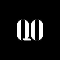 qo q o lettera logo design. iniziale lettera qo maiuscolo monogramma logo bianca colore. qo logo, q o design. qo, q o vettore