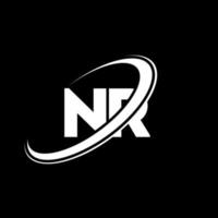 nr n r lettera logo design. iniziale lettera nr connesso cerchio maiuscolo monogramma logo rosso e blu. nr logo, n r design. nr, n r vettore
