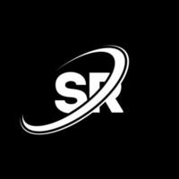 sr S r lettera logo design. iniziale lettera sr connesso cerchio maiuscolo monogramma logo rosso e blu. sr logo, S r design. sr, S r vettore
