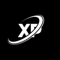 xp X p lettera logo design. iniziale lettera xp connesso cerchio maiuscolo monogramma logo rosso e blu. xp logo, X p design. xp, X p vettore