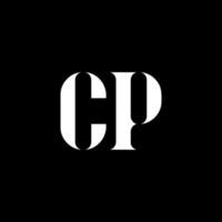 cp c p lettera logo design. iniziale lettera cp maiuscolo monogramma logo bianca colore. cp logo, c p design. cp, c p vettore