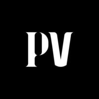 pv p v lettera logo design. iniziale lettera pv maiuscolo monogramma logo bianca colore. pv logo, p v design. pv, p v vettore