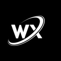 wx w X lettera logo design. iniziale lettera wx connesso cerchio maiuscolo monogramma logo rosso e blu. wx logo, w X design. wx, w X vettore