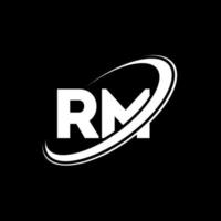 rm r m lettera logo design. iniziale lettera rm connesso cerchio maiuscolo monogramma logo rosso e blu. rm logo, r m design. mmm, r m vettore