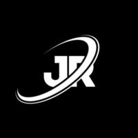 jr j r lettera logo design. iniziale lettera jr connesso cerchio maiuscolo monogramma logo rosso e blu. jr logo, j r design. jr, j r vettore