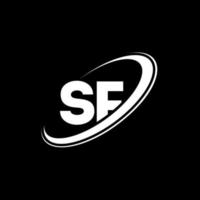 sf S f lettera logo design. iniziale lettera sf connesso cerchio maiuscolo monogramma logo rosso e blu. sf logo, S f design. sf, S f vettore