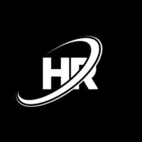 hr h r lettera logo design. iniziale lettera hr connesso cerchio maiuscolo monogramma logo rosso e blu. hr logo, h r design. eh, h r vettore