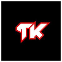 tk logo disegno, iniziale tk lettera design con fantascienza stile. tk logo per gioco, esportazione, tecnologia, digitale, Comunità o attività commerciale. t K sport moderno corsivo alfabeto font. tipografia urbano stile caratteri. vettore