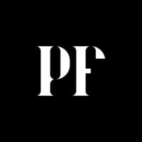 pf p f lettera logo design. iniziale lettera pf maiuscolo monogramma logo bianca colore. pf logo, p f design. pf, p f vettore