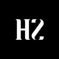hz lettera logo design. iniziale lettera hz maiuscolo monogramma logo bianca colore. hz logo, h z design. hz, h z vettore
