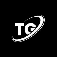 tg t g lettera logo design. iniziale lettera tg connesso cerchio maiuscolo monogramma logo rosso e blu. tg logo, t g design. tg, t g vettore