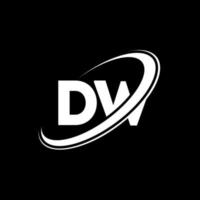 dw d w lettera logo design. iniziale lettera dw connesso cerchio maiuscolo monogramma logo rosso e blu. dw logo, d w design. dw, d w vettore