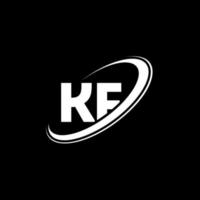 kf K f lettera logo design. iniziale lettera kf connesso cerchio maiuscolo monogramma logo rosso e blu. kf logo, K f design. kf, K f vettore