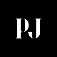 pj p j lettera logo design. iniziale lettera pj maiuscolo monogramma logo bianca colore. pj logo, p j design. pj, p j vettore