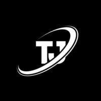 tj t j lettera logo design. iniziale lettera tj connesso cerchio maiuscolo monogramma logo rosso e blu. tj logo, t j design. tj, t j vettore